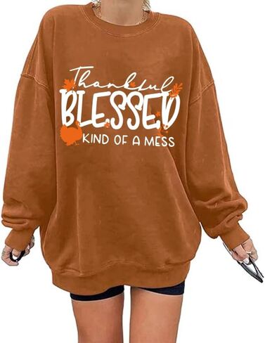 Thanksgiving Sweatshirts for Women Fall Crewneck Sweatshirt Long Sleeve Blessed Shirts Turkey Graphic Pullover Tops in Saudi Arabia