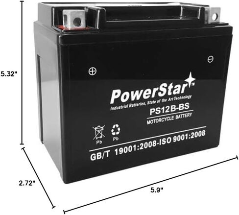 PowerStar PS12B-BS يستبدل بطارية YT12B-BS لـ Kawasaki Zx1000c Ninja Zx-10r Zx 1000 Zx10 Zx10r in Kuwait