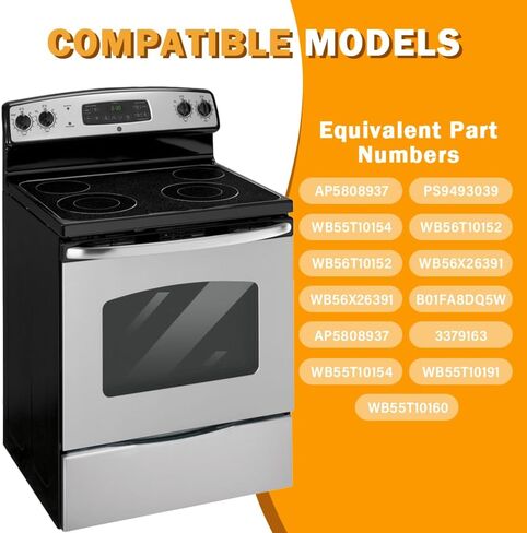WB56X22160 Range Oven Inner Door Glass for GE Electric Ranges, Wall Oven, Gas Range, Electric Oven, Compatible with Hotpoint, RCA, and Kenmore Oven, Part Numbers: WB55T10191, WB56X26391 in Saudi Arabia