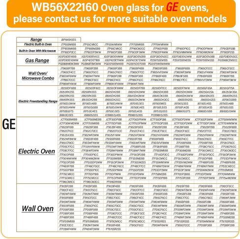 WB56X22160 Range Oven Inner Door Glass for GE Electric Ranges, Wall Oven, Gas Range, Electric Oven, Compatible with Hotpoint, RCA, and Kenmore Oven, Part Numbers: WB55T10191, WB56X26391 in Saudi Arabia