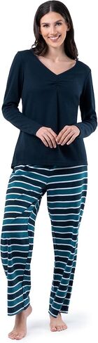 طقم نوم نسائي من Fruit of the Loom برقبة على شكل حرف V وبنطلون من الفلانيل in Kuwait