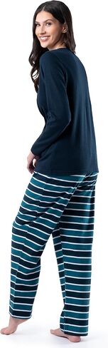 طقم نوم نسائي من Fruit of the Loom برقبة على شكل حرف V وبنطلون من الفلانيل in Kuwait