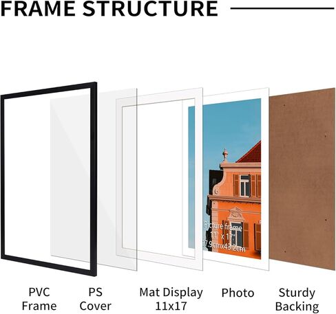 إطار صورة Rempry مقاس 8x10، صور عرض 5x7 مع حصيرة أو 8x10 بدون حصيرة، إطار صورة للتعليق على الحائط أو سطح الطاولة مع زجاج شبكي مقاوم للكسر، أسود، عبوة واحدة in Kuwait