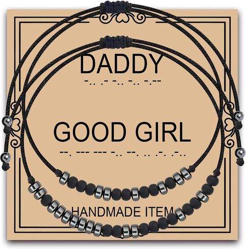 MAOFAED Humor Couples Gift, Daddy GoodGirl Morse Code Bracelet for Couple, Matching Couple Gift, Secret Message Gifts(daddyGoodGirl) in Saudi Arabia