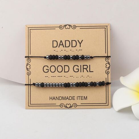 MAOFAED Humor Couples Gift, Daddy GoodGirl Morse Code Bracelet for Couple, Matching Couple Gift, Secret Message Gifts(daddyGoodGirl) in Saudi Arabia