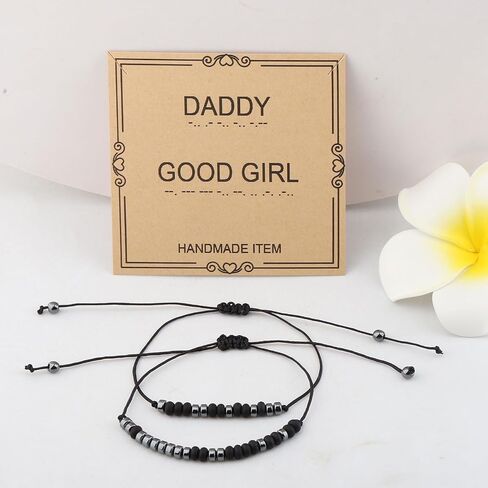 MAOFAED Humor Couples Gift, Daddy GoodGirl Morse Code Bracelet for Couple, Matching Couple Gift, Secret Message Gifts(daddyGoodGirl) in Saudi Arabia