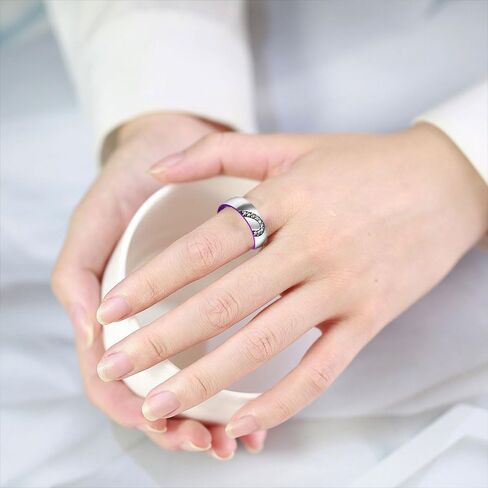Personalized Engraved Couple Rings Set Promise Rings for Him and Her Purple Custom Heart Engagement Rings Matching Wedding Rings for Men and Women Set, Size 5-13,with Jewelry Gift Box in Saudi Arabia