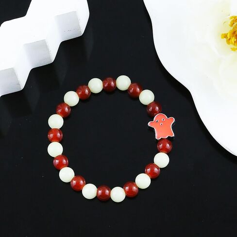 Halloween Glow Ghost Beaded Bracelet for Women Cute Ghost Fluorescent Bracelets Glow in The Dark Goth Gothic Halloween Jewelry Accessories in Saudi Arabia