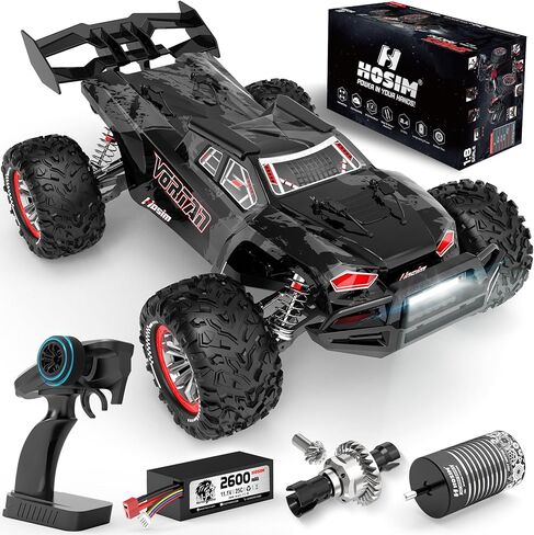 Hosim 1:8 سيارات RC سريعة بدون فرش للبالغين، بحد أقصى 50 ميلاً في الساعة لجميع التضاريس هوبي Rc شاحنات كهربائية على الطرق الوعرة Rc Monster Truck، سيارة دفع رباعي مقاومة للماء كبيرة عالية السرعة للتحكم عن بعد مع بطارية 3S in Saudi Arabia