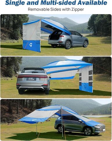 JOYTUTUS Versatile Vehicle Awning with 3 Removable Sides, Large Car Awning 11.5FT * 7.9FT, UV50+ and Waterproof PU2000mm Truck Canopy, SUV Camping Sunshade with 8 Storage Pockets in Saudi Arabia