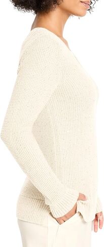 NIC+Zoe Womens Shimmer Waffle V-Neck Sweater in Saudi Arabia