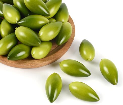 Artificial Olives, 30 Pcs Large Green Fake Olives Lifelike Simulation Olives Foam Fruit for Home Kitchen Cabinet Food Photography Props in Saudi Arabia