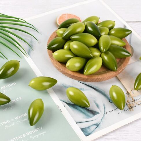 Artificial Olives, 30 Pcs Large Green Fake Olives Lifelike Simulation Olives Foam Fruit for Home Kitchen Cabinet Food Photography Props in Saudi Arabia