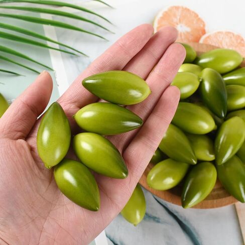 Artificial Olives, 30 Pcs Large Green Fake Olives Lifelike Simulation Olives Foam Fruit for Home Kitchen Cabinet Food Photography Props in Saudi Arabia