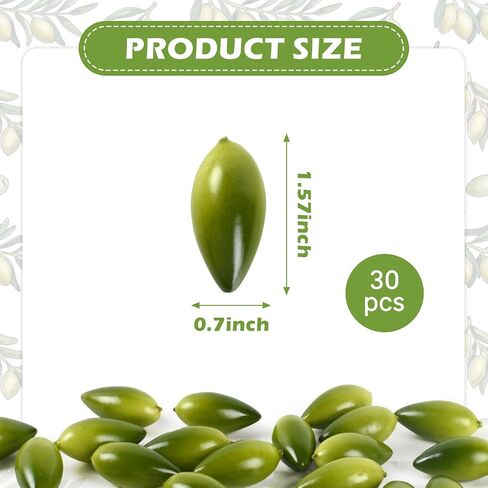 Artificial Olives, 30 Pcs Large Green Fake Olives Lifelike Simulation Olives Foam Fruit for Home Kitchen Cabinet Food Photography Props in Saudi Arabia