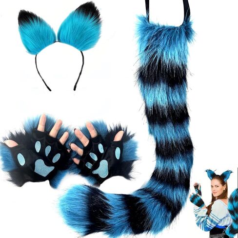 Cat Costume Set for Halloween Dress Up,Cat Ears and Tail Paws set Cosplay Costumes for Women in Kuwait