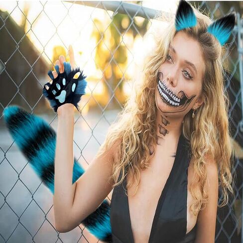 Cat Costume Set for Halloween Dress Up,Cat Ears and Tail Paws set Cosplay Costumes for Women in Kuwait