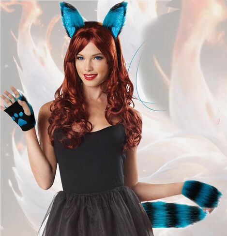 Cat Costume Set for Halloween Dress Up,Cat Ears and Tail Paws set Cosplay Costumes for Women in Kuwait