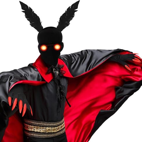 4 قطع من إكسسوارات زي الهالوين العثمان للبالغين تتضمن عصابة رأس العثمان قفازات سوداء لكامل الوجه، نظارات عيون متوهجة بدون بطارية لحفلات الهالوين التنكرية in Saudi Arabia