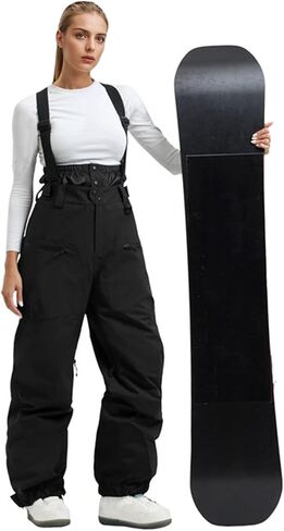 Womens Mens Ski Bibs Baggy Snowboard Pants Winter Windproof Insulated Waterproof Snow Overalls with Adjustable Straps in Saudi Arabia
