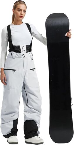 Womens Mens Ski Bibs Baggy Snowboard Pants Winter Windproof Insulated Waterproof Snow Overalls with Adjustable Straps in Saudi Arabia