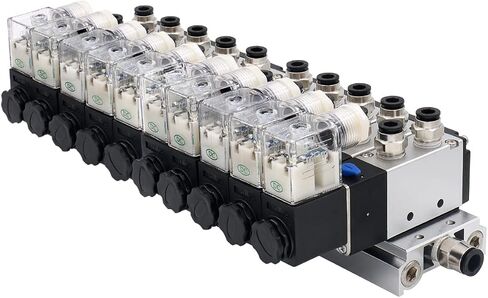 Baomain 3 Space Solenoid Valve 4V210-08 DC 12V 2 Position 5 Way Triple Mufflers Quick Fittings Base Set in Saudi Arabia