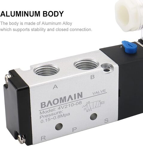 Baomain 3 Space Solenoid Valve 4V210-08 DC 12V 2 Position 5 Way Triple Mufflers Quick Fittings Base Set in Saudi Arabia