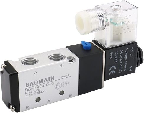 Baomain 3 Space Solenoid Valve 4V210-08 DC 12V 2 Position 5 Way Triple Mufflers Quick Fittings Base Set in Saudi Arabia