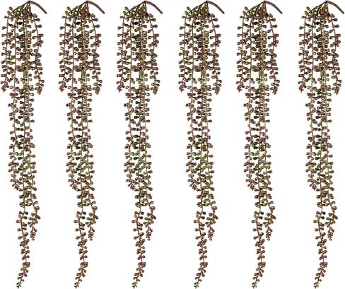 6PCS Artificial Succulents Hanging Plants,27.5 Inch Fake String of Pearls Greenery Plants 5 Branches for Home Garden Office Party Balcony Wall Indoor Outdoor Decoration in Saudi Arabia