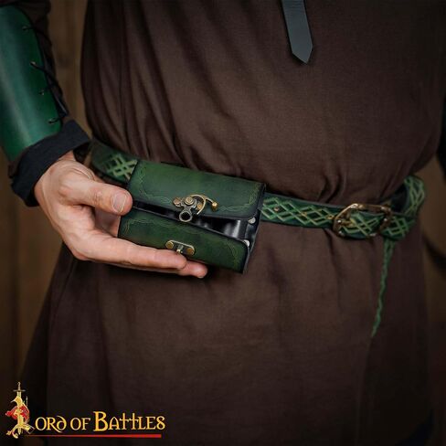 Lord of Battles Medieval Alchemy Buff Leather Belt Bag with 4 Mini Glass Bottles | The Elfic Potion Vintage Belt Waist Pouch Side Pack for Ren Faire, Cosplay (Brown) in Saudi Arabia