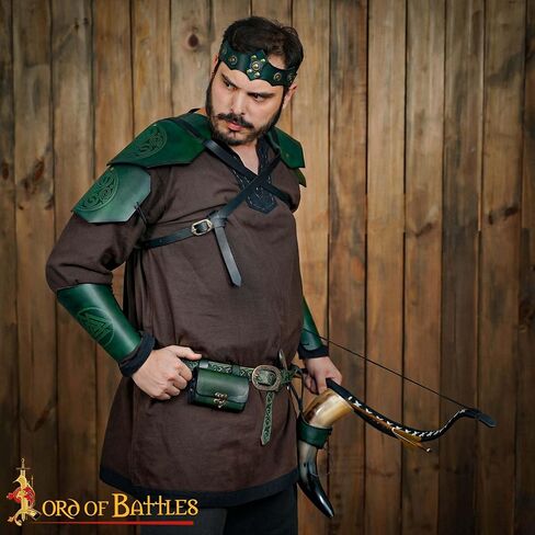 Lord of Battles Medieval Alchemy Buff Leather Belt Bag with 4 Mini Glass Bottles | The Elfic Potion Vintage Belt Waist Pouch Side Pack for Ren Faire, Cosplay (Brown) in Saudi Arabia