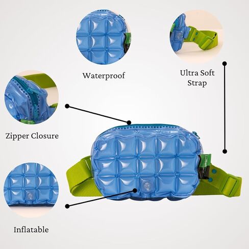InflatDecor Waterproof Fanny Pack – Inflatable PVC Waist Bag for Women & Men – Neon Green & Blue Crossbody or Shoulder Bag (Blue) in Saudi Arabia
