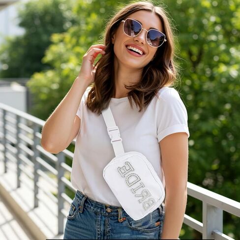 Pearl Bride Bag, Nylon Bride Fanny Pack, White fanny Pack for Bachelorette Outfits and Bridal Accessories, Waterproof Brides Gifts for Wedding Day Bachelorette Party Honeymoon Engagement in Saudi Arabia