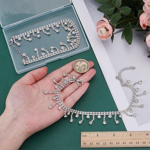 PH PandaHall 4pcs Rhinestone Shoe Chains Jewelry Shoe Charms Chains Glitter Boot Strap Chain Tassel Bling Shoe Chain Alloy Shoe Accessory Decoration for Women Decor Bag Clothes Crafts, Platinum in Saudi Arabia