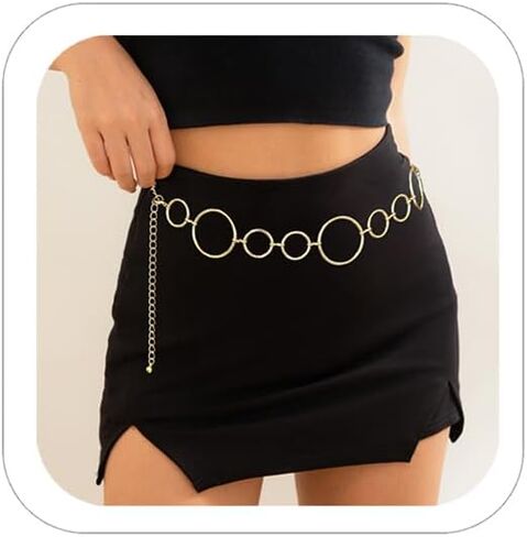 Gold Silver Circles Chain Belt chain belts for Women Y2K Waist Chain Chunky Metal Belt Plus Size Body Chain Waist Jewelry in Saudi Arabia