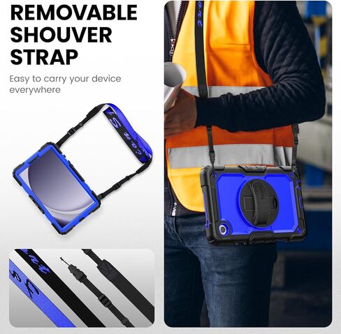 حالة Timecity لـ Samsung Galaxy Tab A9 Case 8.7 بوصة (SM-X110/X115/X117) ، مع واقي شاشة مدمج ، وقصة دوارة 360 درجة ، وحزام يدوي وحزام الكتف لـ Galaxy Tab A9 4G LTE Tablet- الأسود in Kuwait