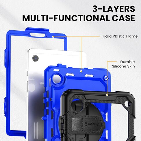 حالة Timecity لـ Samsung Galaxy Tab A9 Case 8.7 بوصة (SM-X110/X115/X117) ، مع واقي شاشة مدمج ، وقصة دوارة 360 درجة ، وحزام يدوي وحزام الكتف لـ Galaxy Tab A9 4G LTE Tablet- الأسود in Kuwait
