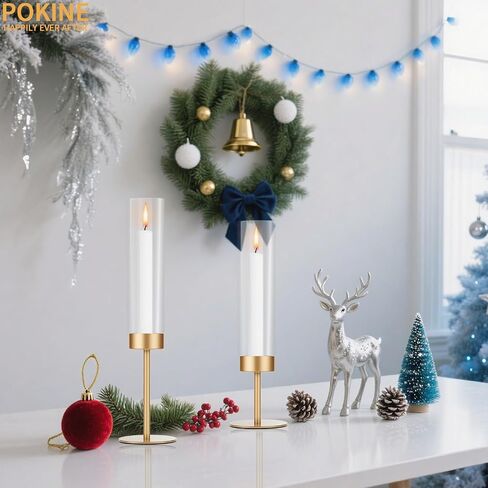 Gold Candle Holders Set of 3 for Glass Taper Candle Holders,Hurricane Candlestick Holder for Wedding, Dinning, Party Decorative, Home Decor, Anniversary，3 Brass in Saudi Arabia