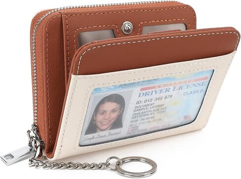 GAEKEAO Wallet Women RFID Blocking Leather Credit Card Holder Compact Small Womens Wallet with ID Window Zipper Coin Pocket in Saudi Arabia