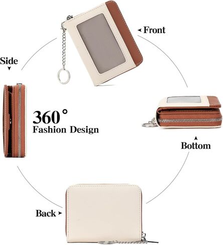 GAEKEAO Wallet Women RFID Blocking Leather Credit Card Holder Compact Small Womens Wallet with ID Window Zipper Coin Pocket in Saudi Arabia