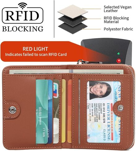 GAEKEAO Wallet Women RFID Blocking Leather Credit Card Holder Compact Small Womens Wallet with ID Window Zipper Coin Pocket in Saudi Arabia