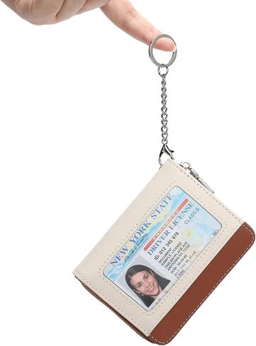 GAEKEAO Wallet Women RFID Blocking Leather Credit Card Holder Compact Small Womens Wallet with ID Window Zipper Coin Pocket in Saudi Arabia