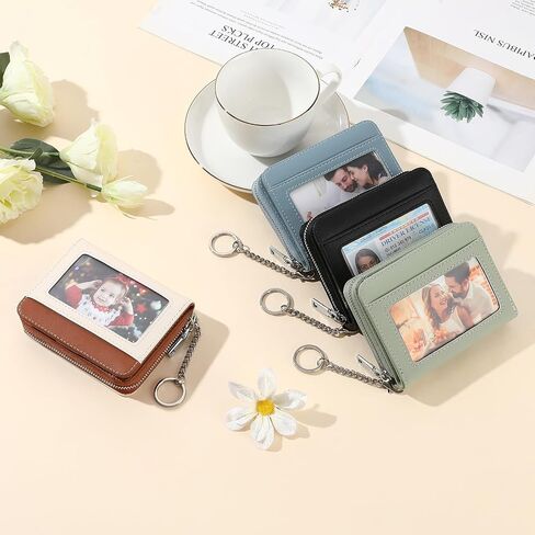GAEKEAO Wallet Women RFID Blocking Leather Credit Card Holder Compact Small Womens Wallet with ID Window Zipper Coin Pocket in Saudi Arabia