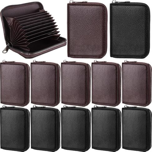 Sanwuta 12 Pcs RFID Blocking PU Leather Wallet Zipper Credit Card Wallet Small Business Accordion Card Cases Holder ID Hard Case for Women Men, Multicolor, 11 Pockets(Classic Colors) in Saudi Arabia