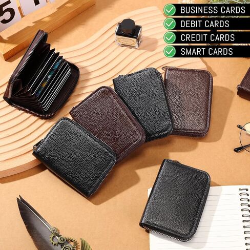 Sanwuta 12 Pcs RFID Blocking PU Leather Wallet Zipper Credit Card Wallet Small Business Accordion Card Cases Holder ID Hard Case for Women Men, Multicolor, 11 Pockets(Classic Colors) in Saudi Arabia