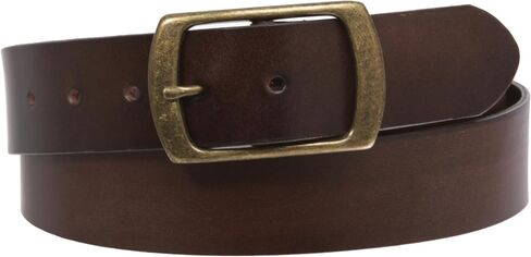 100% Leather Casual Belt with Center Bar Oval Buckle - Snap-On, 1.5" Wide, Big & Tall in Saudi Arabia