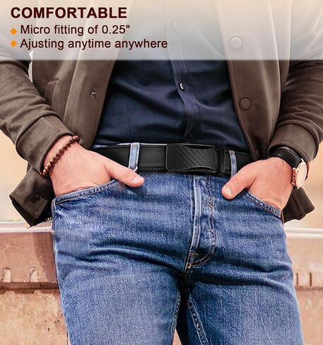 Mens Ratchet Belt, Adjustable Slide Belt For Gift Mens Dress Casual 1 3/8",Size Adjustable in Saudi Arabia