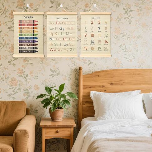 BEZONO Toddler Learning Posters 12x16 Inch (3-Pack) | Wall Decor for Playroom & Nursery, Interactive Learning Posters with ABC, Numbers & Colors - Fun Classroom Decorations in Saudi Arabia