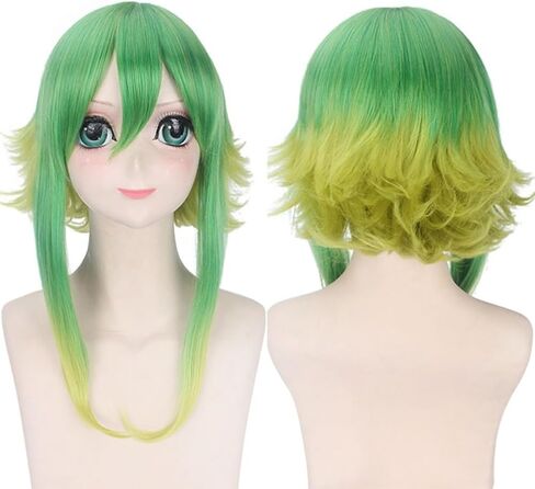 Lord Shengda Megpoid Gumi Cosplay Wig Green Golden Short Layered Fluffy Wig+Wig Cap in Saudi Arabia