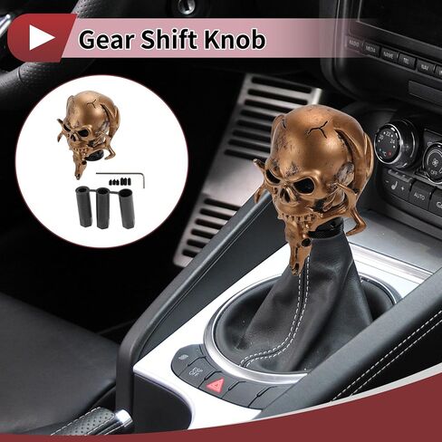 10cm Skull Shift Knob Universal Gear Shifter Knob Resin Stick Shifter Lever Knob for Automatic and Manual Vehicle with 3 Adapter Beige 1 Set in Saudi Arabia